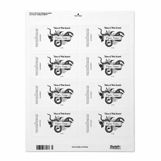 Mannen Zeap Snake Packaging Labels (Full Sheet)