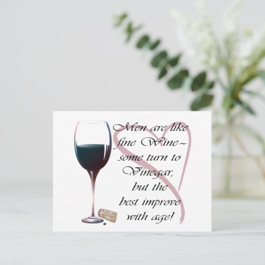 Mannen zijn net als fijne wijn. briefkaart (Staand voorkant)