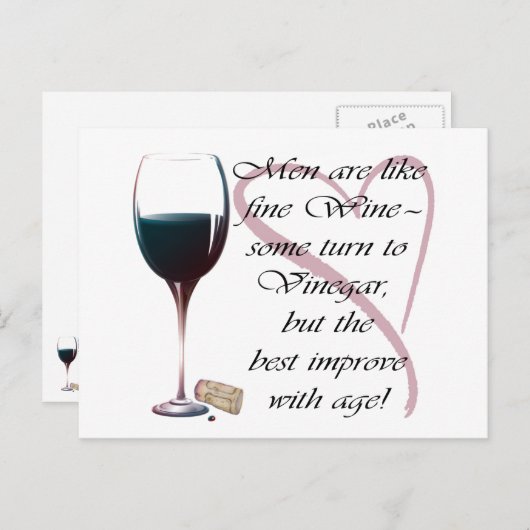 Mannen zijn net als fijne wijn. briefkaart (Voorkant / Achterkant)