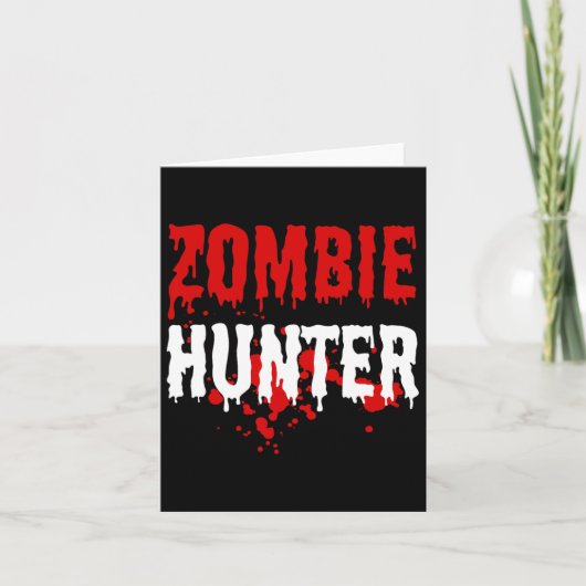 Mannen Zombie Hunter Scary Halloween Kaart (Voorkant)