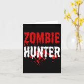 Mannen Zombie Hunter Scary Halloween Kaart (Gele Bloem)