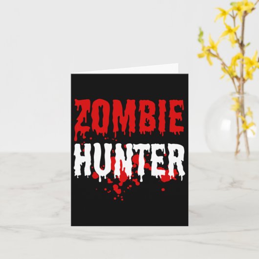 Mannen Zombie Hunter Scary Halloween Kaart (Gele Bloem)