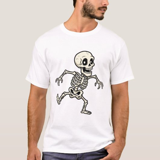 Mannen zomer T-shirt met skelet (Voorkant)