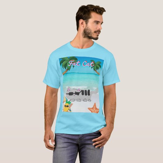 mannen zomer vet cat T-shirt (Voorkant volledig)