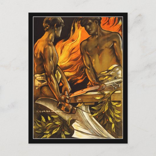 Mannen zonder knieën die werken op een forge briefkaart (Voorkant)