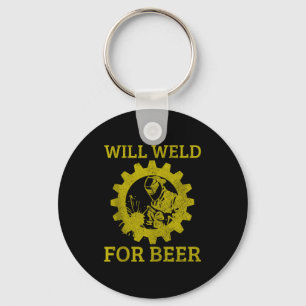 Mannen zullen lassen voor bier Grappig lasser lasc Sleutelhanger