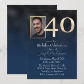 Mannen Zwart en Navy Blue 40e verjaardag Kaart (Voorkant / Achterkant)