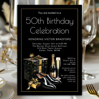 Mannen Zwart Goud Upscale Verjaardag Kaart