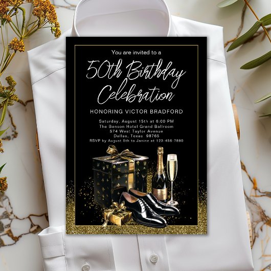 Mannen zwart goud verfijnde luxe verjaardag kaart