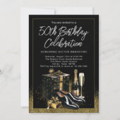 Mannen zwart goud verfijnde luxe verjaardag kaart (Voorkant)