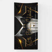 Mannen Zwart Goud Verjaardagsfeest Spandoek (Verticaal)
