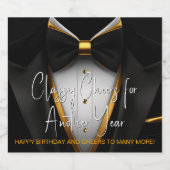 Mannen Zwart Gouden Tuxedo Champagne Label Sparkling Wijnetiket (Enkel label)