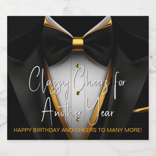 Mannen Zwart Gouden Tuxedo Champagne Label Sparkling Wijnetiket (Enkel label)