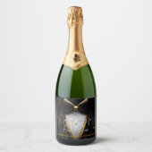 Mannen Zwart Gouden Tuxedo Champagne Label Sparkling Wijnetiket (Voorkant)