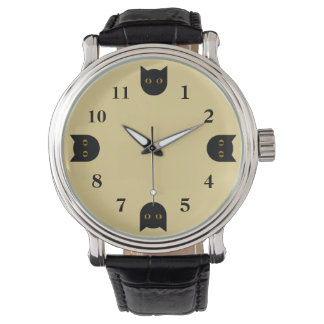 Mannen zwart kattenhorloge horloge