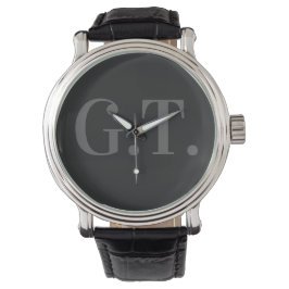 Mannen zwart lederen monogram polshorloge horloge