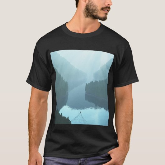 Mannen zwart T-shirt met "Draney Inlet" afbeelding (Voorkant)