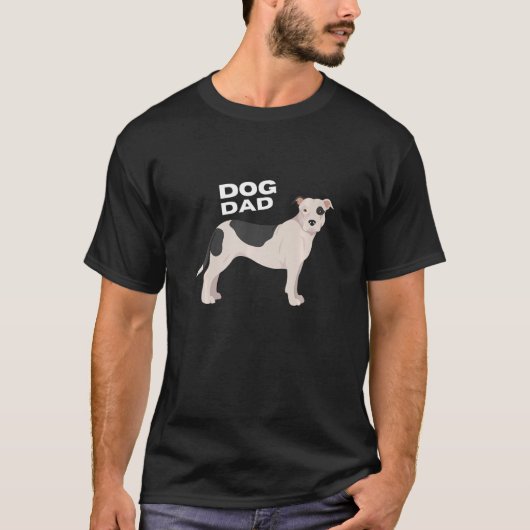 Mannen zwart-wit Amerikaanse Pit Bull Terrier Dog T-shirt (Voorkant)
