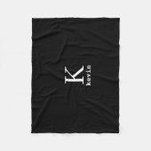 Mannen zwart-wit monogram en naam gepersonaliseerd fleece deken (Voorkant)