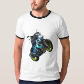 Mannen zwart-wit T-shirt met motor dr (Voorkant)