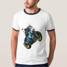 Mannen zwart-wit T-shirt met motor dr