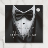 Mannen Zwart Wit Tuxedo Verjaardag Bedankjes Labels (Achterkant)