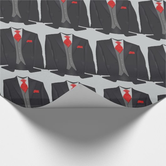 Mannen zwart-witpak en rood Stropdas ompakken papi Cadeaupapier (Hoek)
