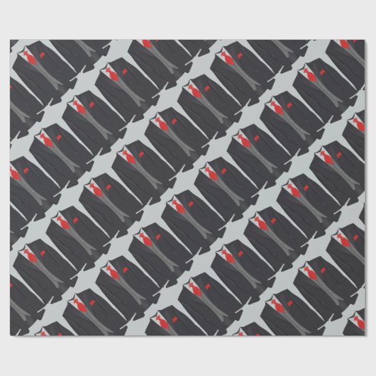 Mannen zwart-witpak en rood Stropdas ompakken papi Cadeaupapier (Vlak)