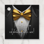 Mannen zwarte gouden verjaardag bedankjes labels (Voorkant)