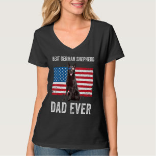 Mannen zwarte herder Pappa American Flag Dog O T-shirt
