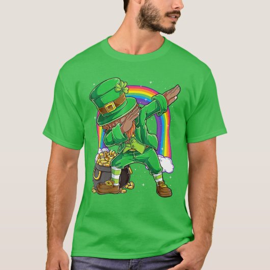 Mannen zwarte Leprechaun Dabbing African American  T-shirt (Voorkant)