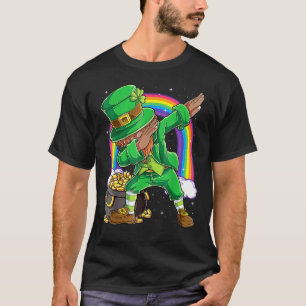 Mannen zwarte Leprechaun Dabbing African American  T-shirt