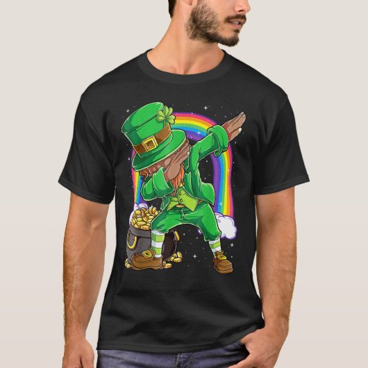 Mannen zwarte Leprechaun Dabbing African American T-shirt (Voorkant)