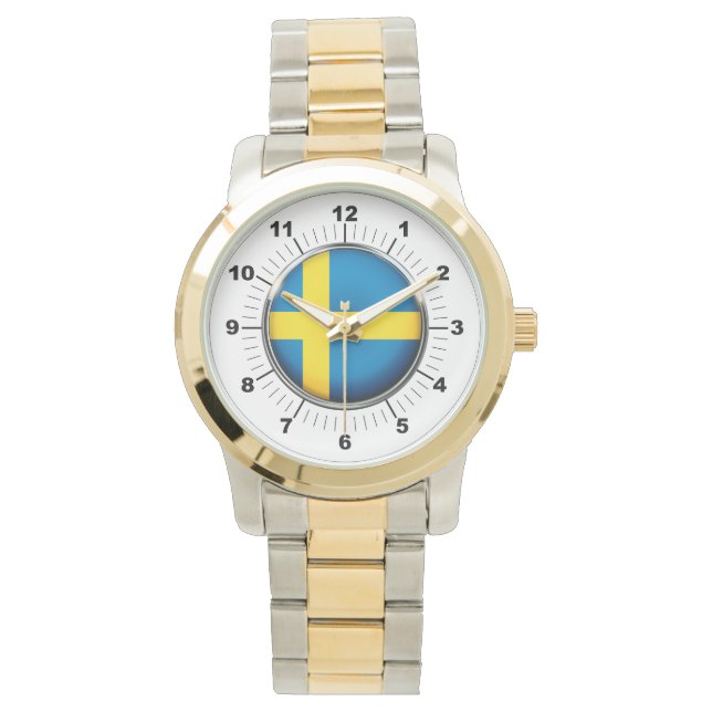 Mannen Zweden Vlag Oversized tweekleurig horloge (Voorkant)
