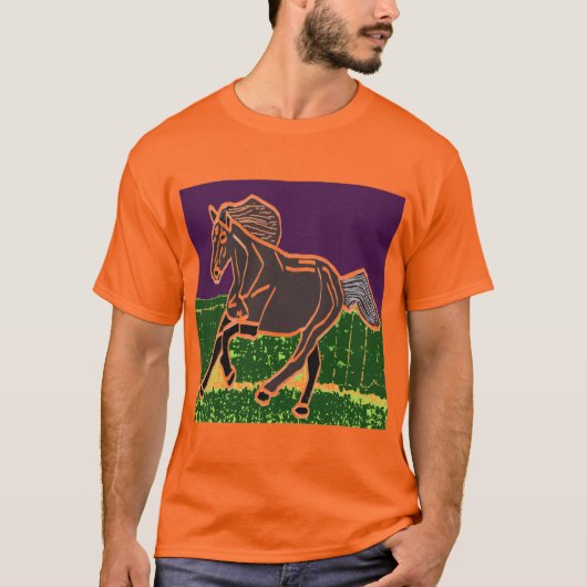 Mannen Zwervels Stropdas-Dye T-Shirt HORSE DIEREN (Voorkant)