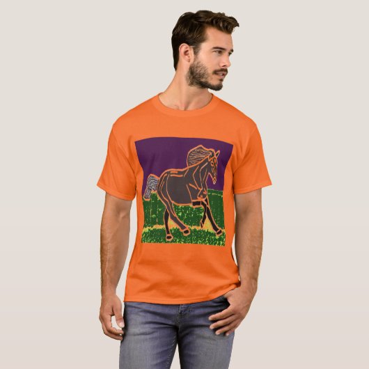 Mannen Zwervels Stropdas-Dye T-Shirt HORSE DIEREN (Voorkant volledig)
