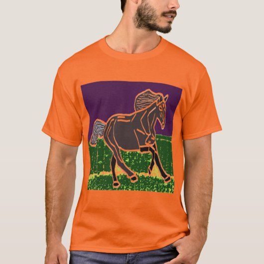 Mannen Zwervels Stropdas-Dye T-Shirt HORSE DIEREN (Voorkant)