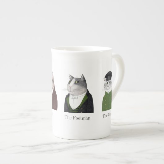 Mannenkatten Bone China Mok + Tekst (Voorkant rechts)