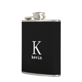 Mannenmonogram modern zwart-wit gepersonaliseerd heupfles (Links)