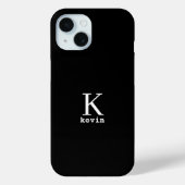 Mannenmonogram naam gepersonaliseerd eenvoudig zwa Case-Mate iPhone case (Achterkant)