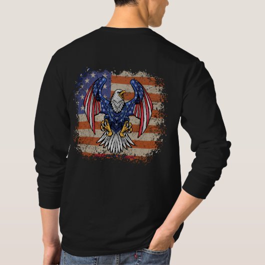 mannen's American Eagle Flag T-shirt met lange mou (Achterkant)