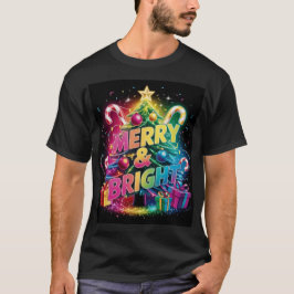 Mannen's Bright & Bold Neon Christmas-Holiday Vibe T-shirt