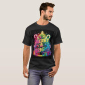Mannen's Bright & Bold Neon Christmas-Holiday Vibe T-shirt (Voorkant volledig)