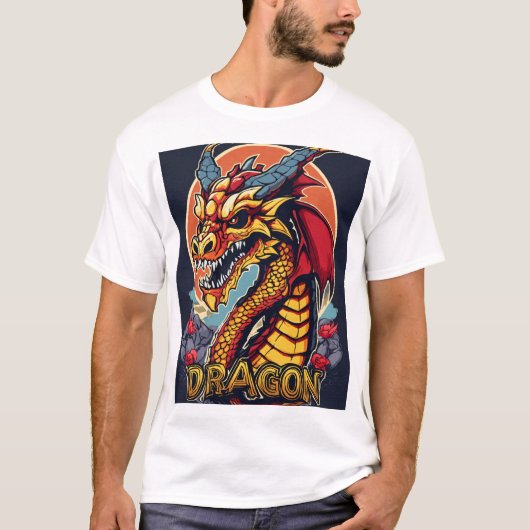 mannen's Dragon T-Shirt - Majestic Fire-Breathing (Voorkant)