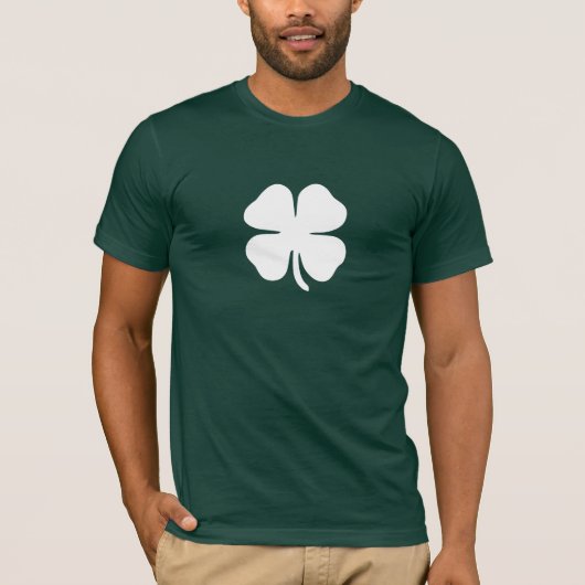 Mannen's Forest Green Four-Leaf Clover Lucky Irish T-shirt (Voorkant)
