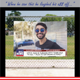 Mannen's Funny 50th Birthday 📺 TV Nieuws 40th 60t Spandoek