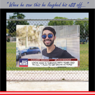 Mannen's Funny 50th Birthday 📺 TV Nieuws 40th 60t Spandoek