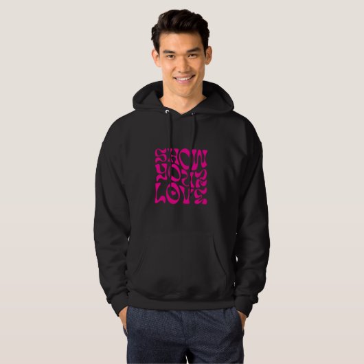 Mannen's minimalistische hoodie met gedurfde roze  (Voorkant volledig)