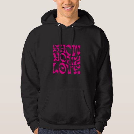 Mannen's minimalistische hoodie met gedurfde roze  (Voorkant)