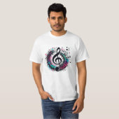 Mannen's Rainbow Music Note Futuristisch Fun T-shi T-shirt (Voorkant volledig)